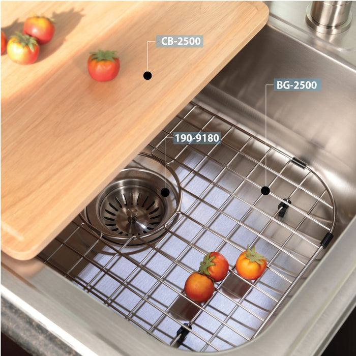 Houzer 2522-8BS3-1 Glowtone 25" Stainless Steel Drop-in Topmount 3-Hole Single Bowl 8" Deep Kitchen Sink