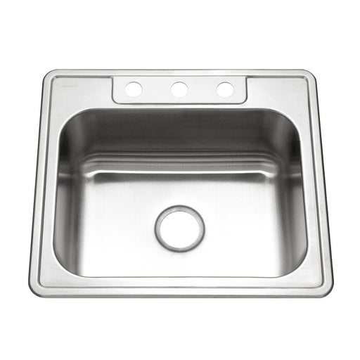 Houzer 2522-9BS3-1 Glowtone 25" Stainless Steel Drop-in Topmount 3-Hole Single Bowl 9" Deep Kitchen Sink