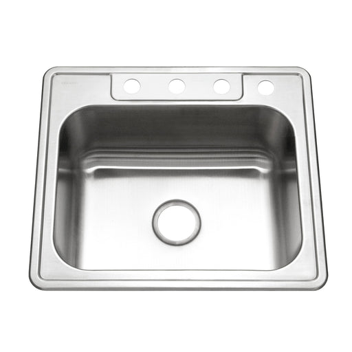 Houzer 2522-9BS4-1 Glowtone 25" Stainless Steel Drop-in Topmount 4-Hole Single Bowl 9" Deep Kitchen Sink