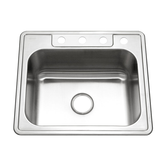 Houzer 2522-9BS4-1 Glowtone 25" Stainless Steel Drop-in Topmount 4-Hole Single Bowl 9" Deep Kitchen Sink