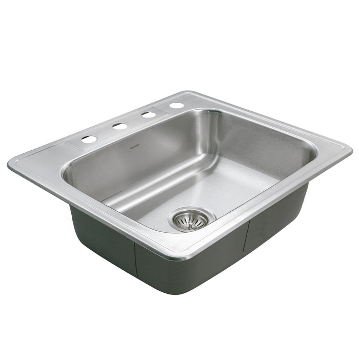 Houzer 2522-9BS4-1 Glowtone 25" Stainless Steel Drop-in Topmount 4-Hole Single Bowl 9" Deep Kitchen Sink