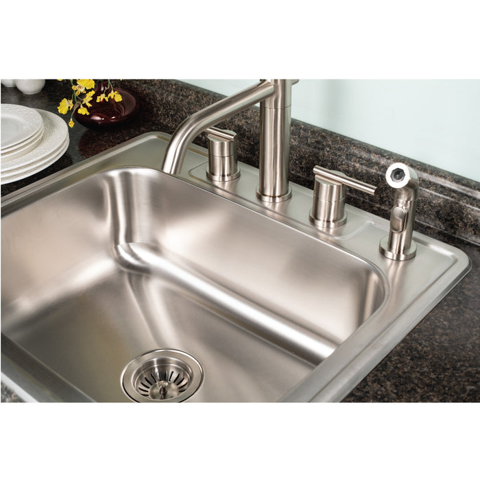 Houzer 2522-9BS4-1 Glowtone 25" Stainless Steel Drop-in Topmount 4-Hole Single Bowl 9" Deep Kitchen Sink