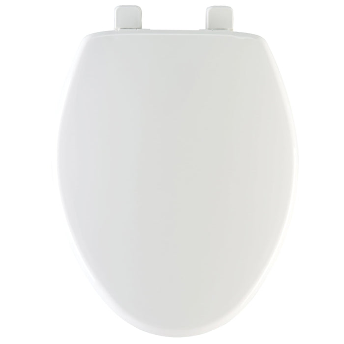 Bemis Elongated Toilet Seat with Chrome Hinges and Lid with Whisper-Close and STA-TITE Fastening