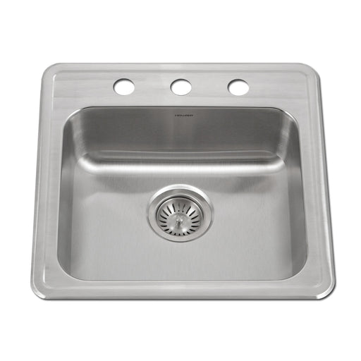 Houzer A1919-603-1 ADA Compliant 19" Stainless Steel Drop-in Topmount 3-Hole 5" Deep Single Bowl Kitchen Sink