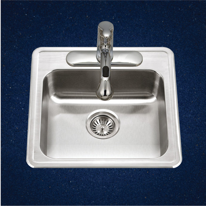 Houzer A1919-603-1 ADA Compliant 19" Stainless Steel Drop-in Topmount 3-Hole 5" Deep Single Bowl Kitchen Sink