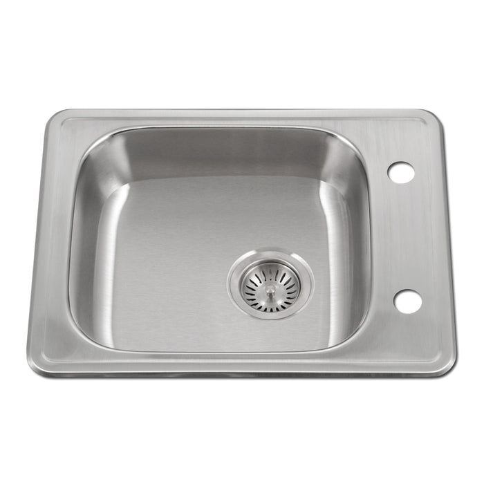 Houzer A2217-502-1 ADA Compliant 22" Stainless Steel Drop-in Topmount 2-Hole 5" Deep Single Bowl Kitchen Sink