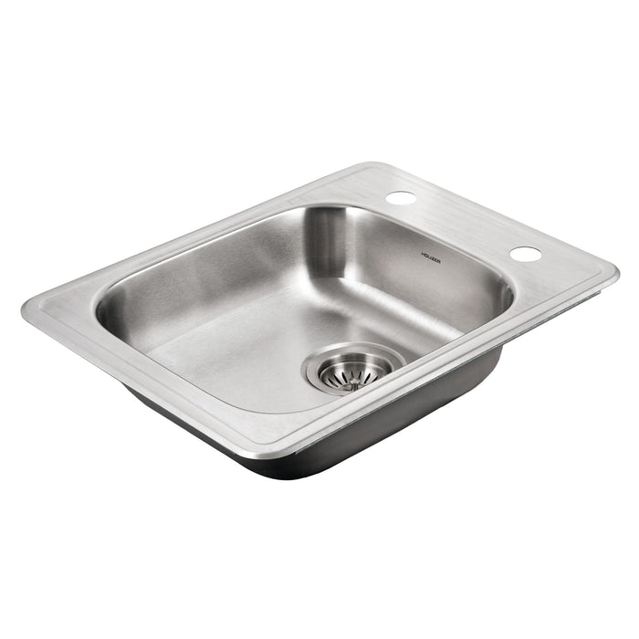 Houzer A2217-602-1 ADA Compliant 22" Stainless Steel Drop-in Topmount 2-Hole 6" Deep Single Bowl Kitchen Sink