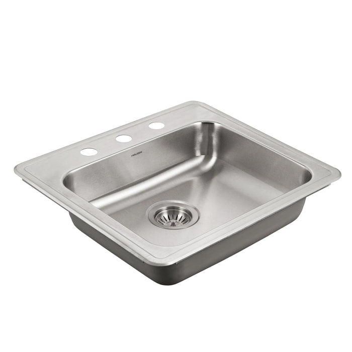 Houzer A2219-503-1 ADA Compliant 22" Stainless Steel Drop-in Topmount 3-Hole 5" Deep Single Bowl Kitchen Sink