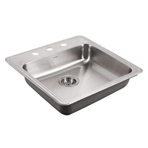 Houzer A2222-503-1 ADA Compliant 22" Stainless Steel Drop-in Topmount 3-Hole 5" Deep Single Bowl Kitchen Sink