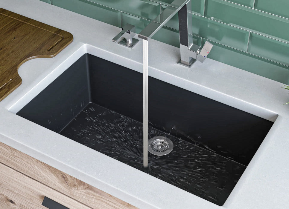 ALFI AB3020UM-BLA Black 30" Undermount Single Bowl Granite Composite Sink