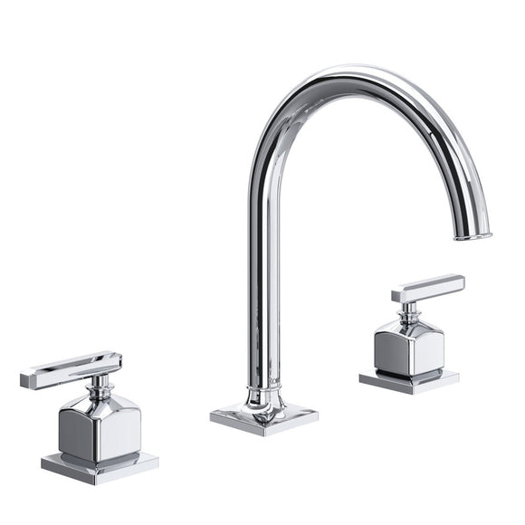 Rohl AP08D3LMAPC Apothecary Widespread Bathroom Faucet with C-Spout & Lever Handles in Polished Chrome
