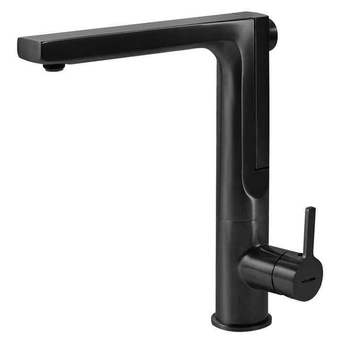 Houzer ASCPU-460-MB Ascend Series Matte Black Integrated Single Handle Pull-Up Kitchen Faucet