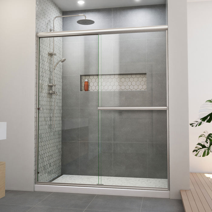 DreamLine SDAB60W700VXX04 Alliance Pro BG Semi-Frameless Sliding Shower Door in Brushed Nickel
