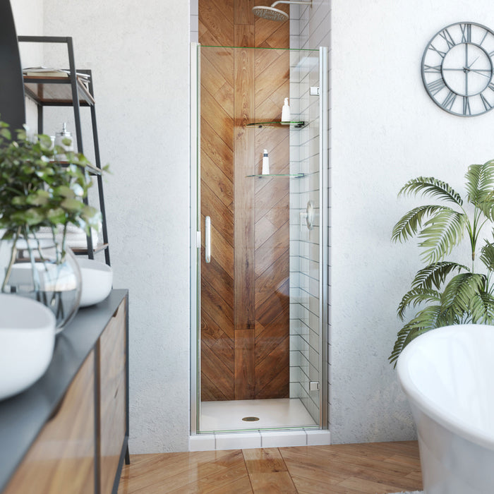 DreamLine SDA224W720VMX04 Alliance Swing Semi-Frameless Swing Shower Door in Brushed Nickel, Clear Glass