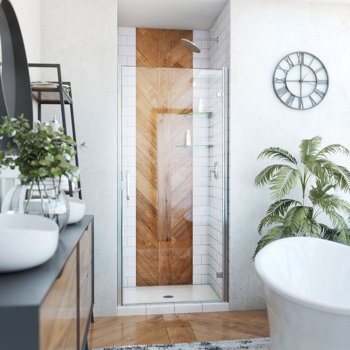 DreamLine SDA233W720VMX04 Alliance Swing Semi-Frameless Swing Shower Door in Brushed Nickel, Clear Glass