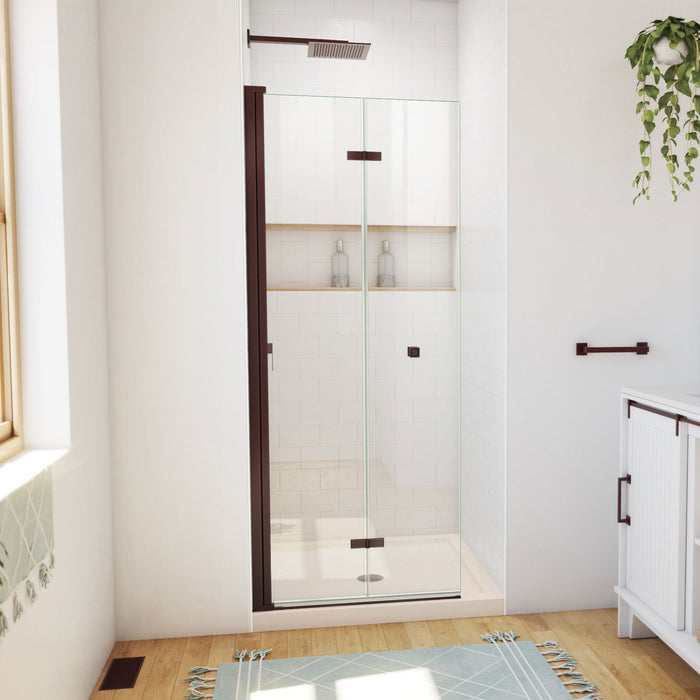 DreamLine DL-6529QC-22-06 Aqua-Q Fold 32" D x 32" W x 74 3/4" H Frameless Bi-Fold Shower Door in Oil Rubbed Bronze with Biscuit Base Kit