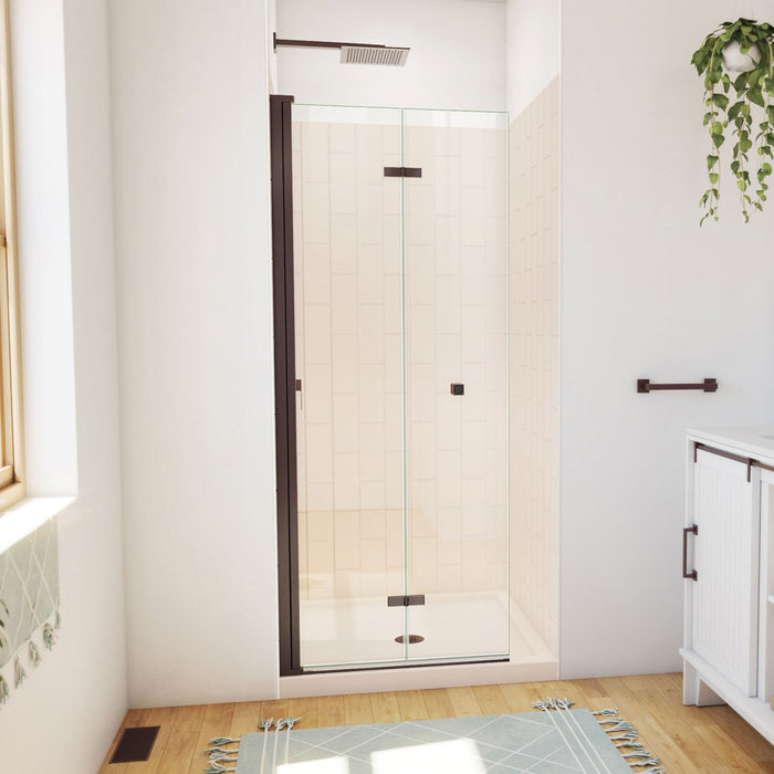DreamLine DL-6527QC-22-06 Aqua-Q Fold 32" D x 32" W x 76 3/4" H Frameless Bi-Fold Shower Door in Oil Rubbed Bronze with Biscuit Kit