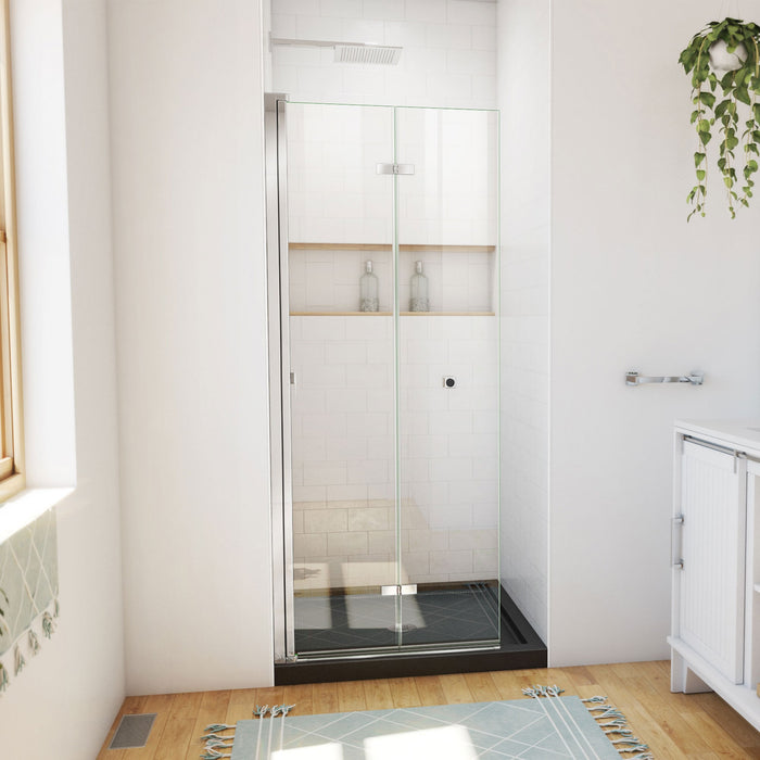 DreamLine DL-6529QC-88-01 Aqua-Q Fold 32" D x 32" W x 74 3/4" H Frameless Bi-Fold Shower Door in Chrome with Black Base Kit