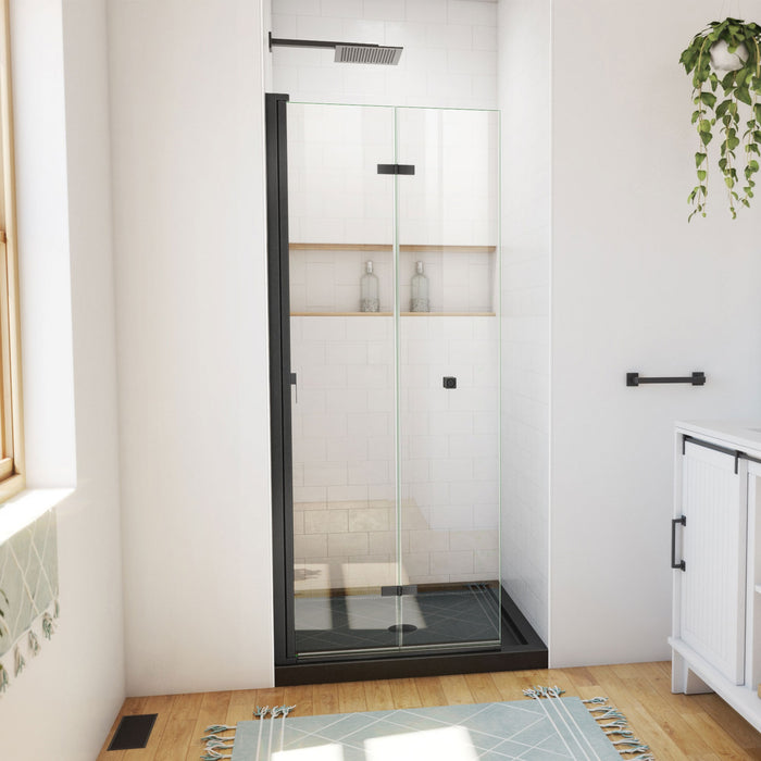 DreamLine DL-6528QC-88-09 Aqua-Q Fold 36" D x 36" W x 74 3/4" H Frameless Bi-Fold Shower Door in Satin Black with Black Base Kit