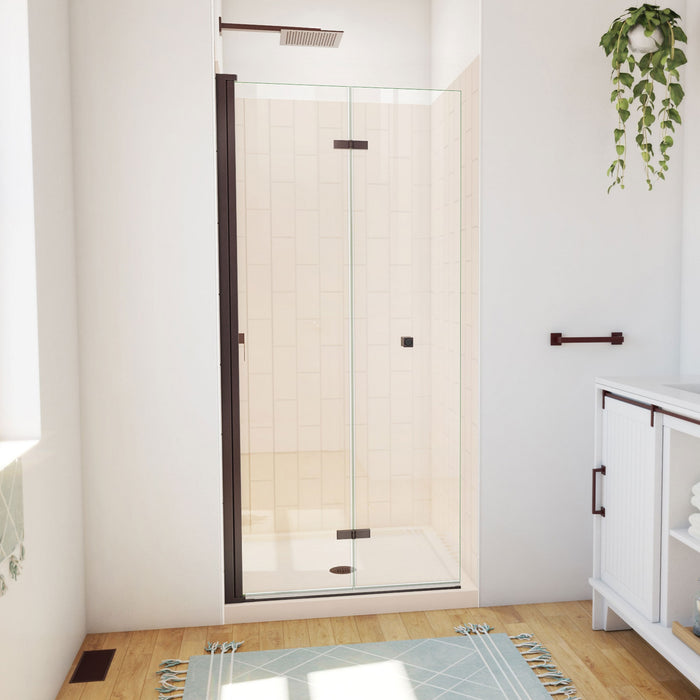DreamLine DL-6526QC-22-06 Aqua-Q Fold 36" D x 36" W x 76 3/4" H Frameless Bi-Fold Shower Door in Oil Rubbed Bronze with Biscuit Kit