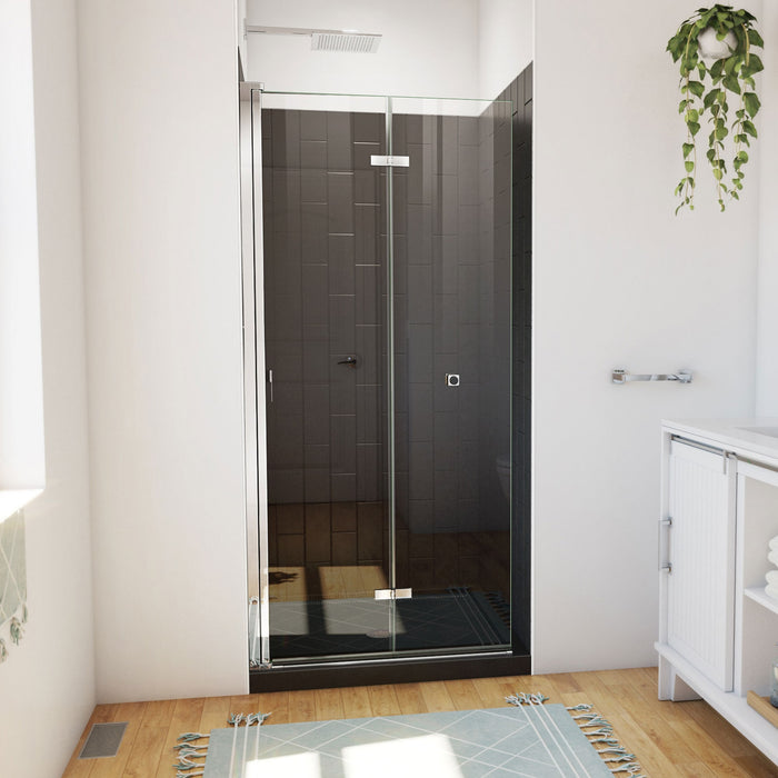 DreamLine DL-6526QC-88-01 Aqua-Q Fold 36" D x 36" W x 76 3/4" H Frameless Bi-Fold Shower Door in Chrome with Black Base and Walls Kit