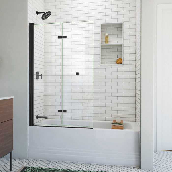 DreamLine SD-363658Q-09 Aqua-Q Fold 36" W x 58" H Frameless Bi-Fold Tub Door in Satin Black
