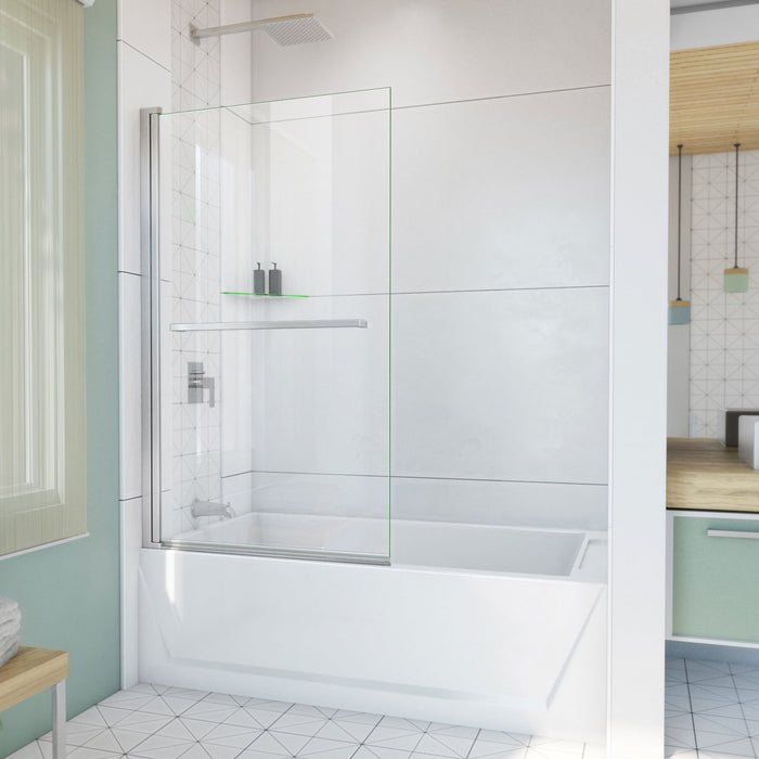 DreamLine SD-373458Q-04 Aqua-Q Swing 34" W x 58" H Frameless Tub Door in Brushed Nickel