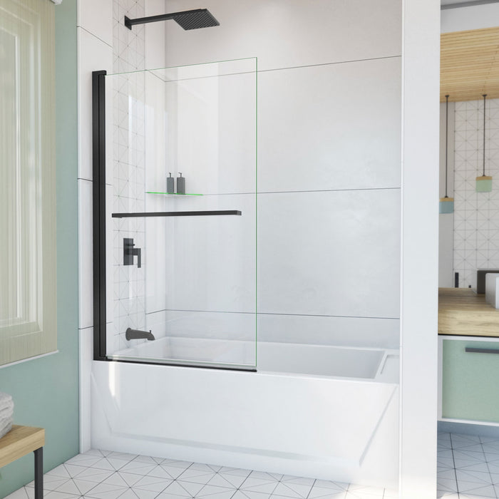 DreamLine SD-373458Q-09 Aqua-Q Swing 34" W x 58" H Frameless Tub Door in Satin Black