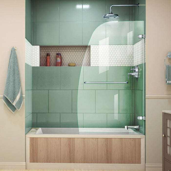 DreamLine SHDR-3534586-01 Aqua Uno 34"W x 58"H Frameless Hinged Tub Door in Chrome