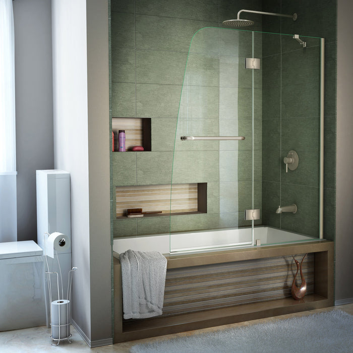 DreamLine SHDR-3148586-04 Aqua 48"W x 58"H Frameless Hinged Tub Door in Brushed Nickel