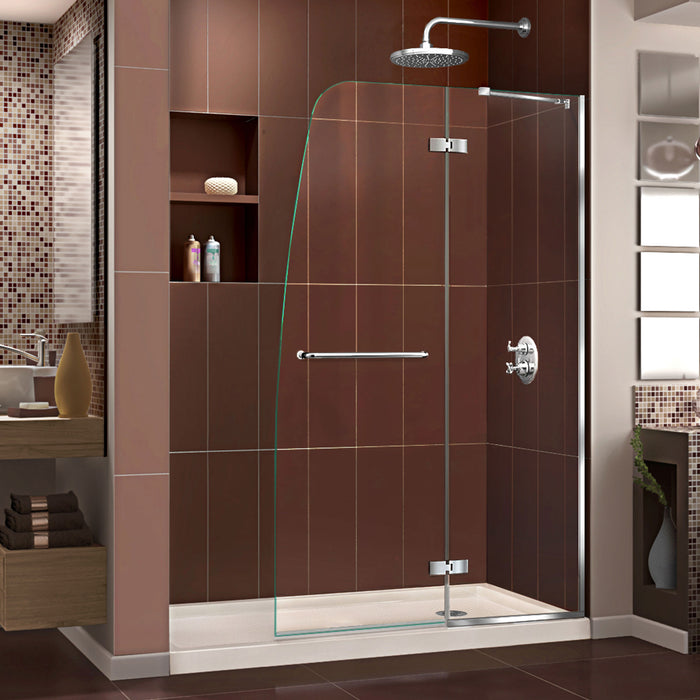 DreamLine DL-6522R-22-01 Aqua Ultra 34"D x 60"W x 74 3/4"H Frameless Shower Door in Chrome and Right Drain Biscuit Base Kit