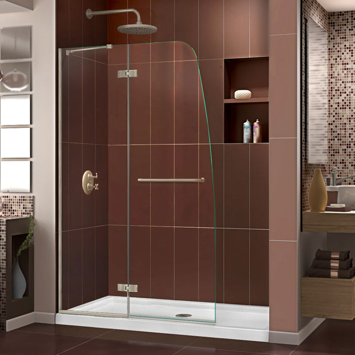 DreamLine SHDR-3445720-04 Aqua Ultra 45"W x 72"H Frameless Hinged Shower Door in Brushed Nickel - Bath4All