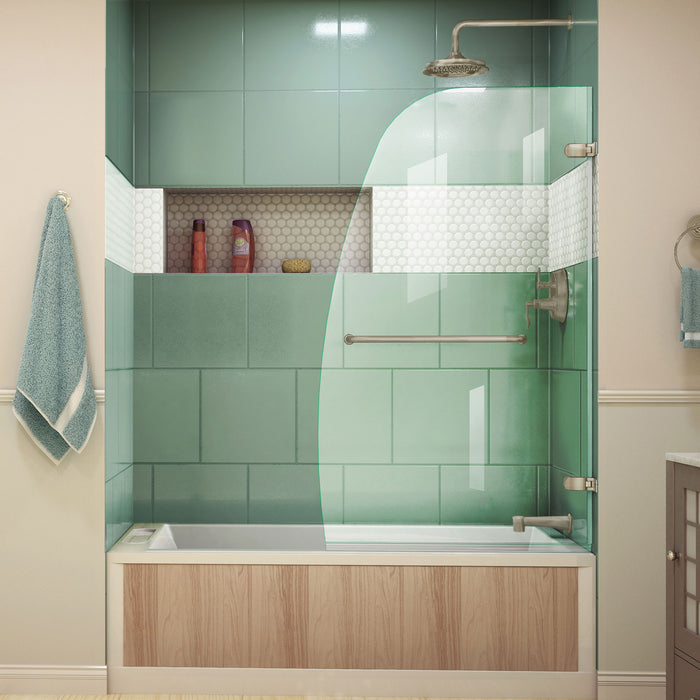 DreamLine SHDR-3534586-04 Aqua Uno 34"W x 58"H Frameless Hinged Tub Door in Brushed Nickel