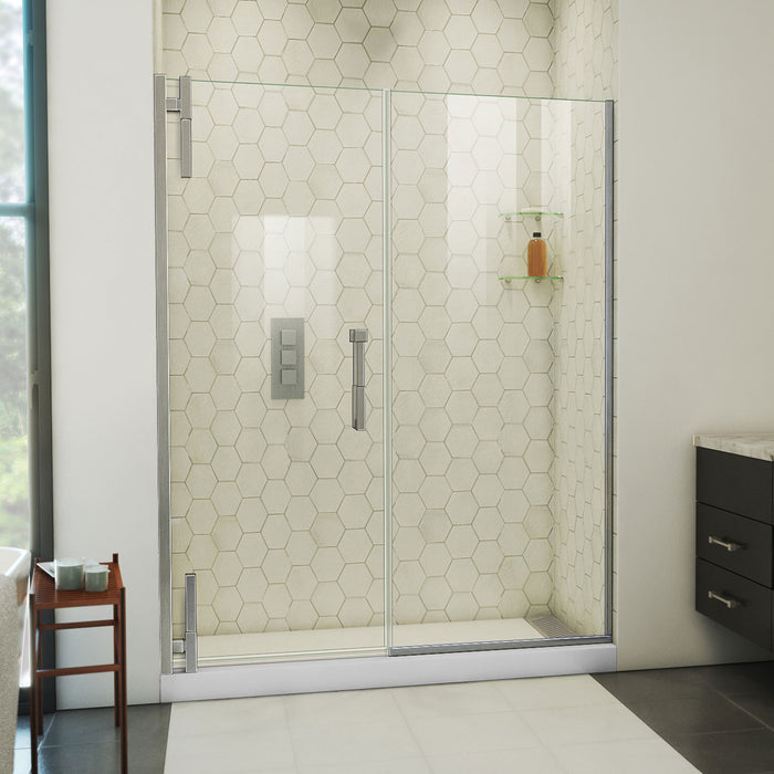 DreamLine SDAD56W720VXX04 Ascend Frameless Pivot Shower Door in Brushed Nickel