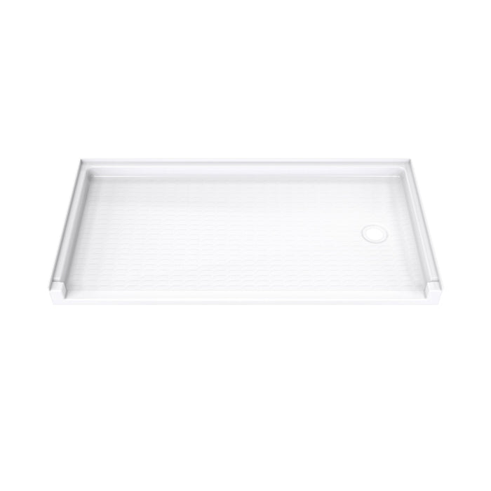 DreamLine B1DS6030LTR0001 DreamStone Right Drain Single Threshold Shower Base in White