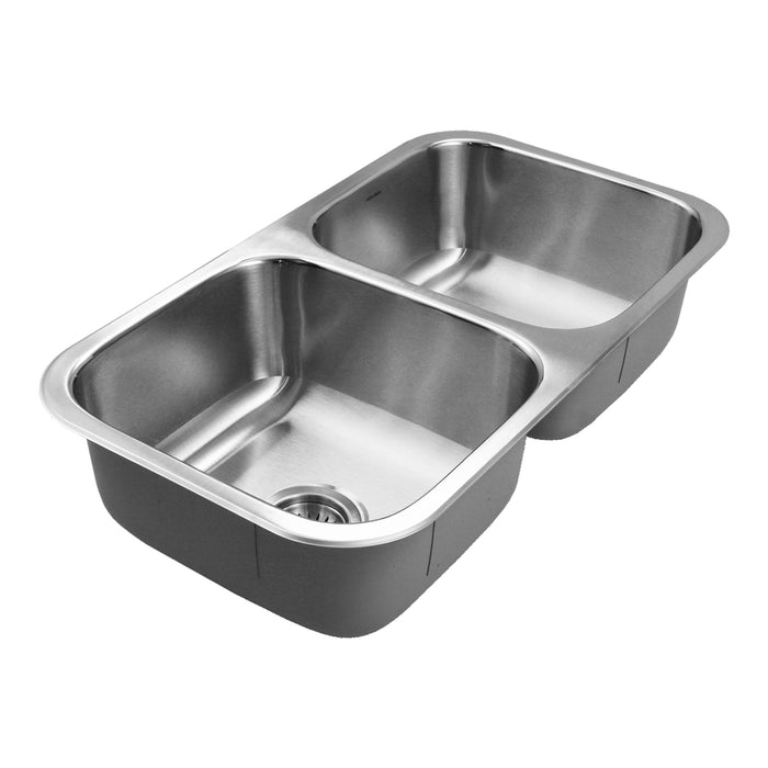Houzer BSD-3209 Belleo 32" Stainless Steel Drop-in Topmount Double Bowl Kitchen Sink with Strainers & Grids