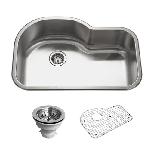 Houzer BSH-3200 Belleo 32" Stainless Steel Drop-in Topmount Single Bowl Offset Kitchen Sink