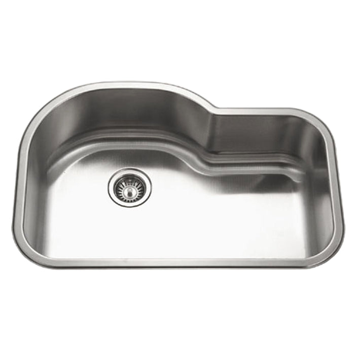 Houzer BSH-3200 Belleo 32" Stainless Steel Drop-in Topmount Single Bowl Offset Kitchen Sink with Strainer & Grid