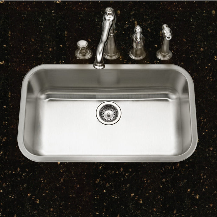 Houzer BSS-2309 Belleo 23" Stainless Steel Drop-in Topmount Single Bowl Kitchen Sink with Strainer & Grid