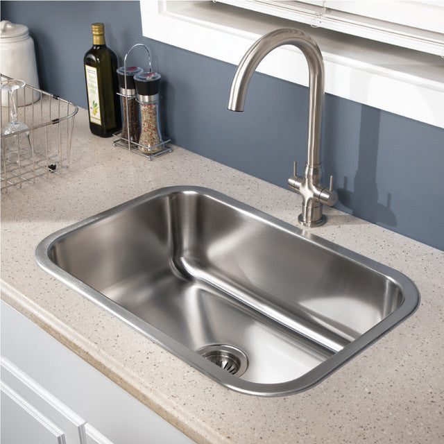 Houzer BSS-2700 Belleo 27" Stainless Steel Drop-in Topmount Single Bowl Kitchen Sink with Strainer & Grid