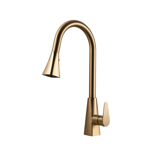 Houzer CAT-172-BB Catori Series Brushed Brass Single Handle Pull-Out Kitchen Faucet
