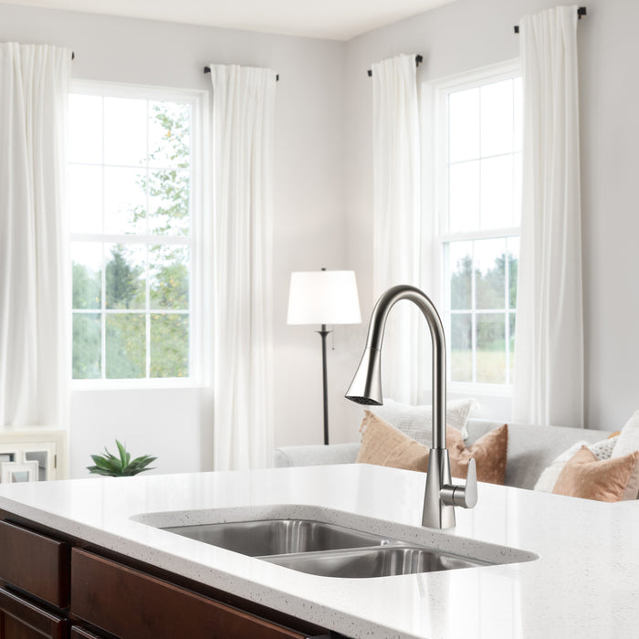 Houzer CAT-172-BF Catori Series Brushed Nickel Fingerprint-Free Finish Single Handle Pull-Out Kitchen Faucet