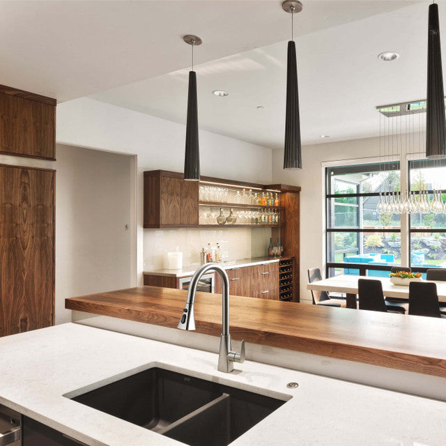 Houzer CAT-172-BN Catori Series Brushed Nickel Single Handle Pull-Out Kitchen Faucet