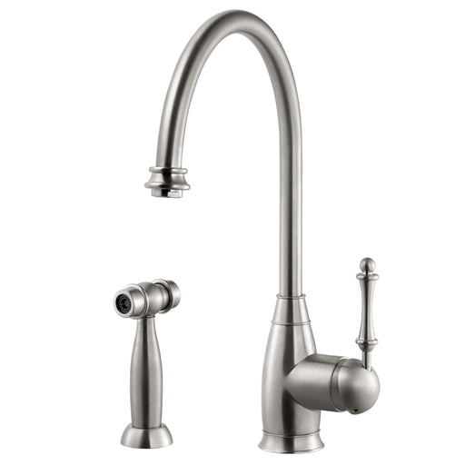 Houzer CHASS-682-BN Charlotte Series Brushed Nickel Solid Brass Single Handle Kitchen Faucet