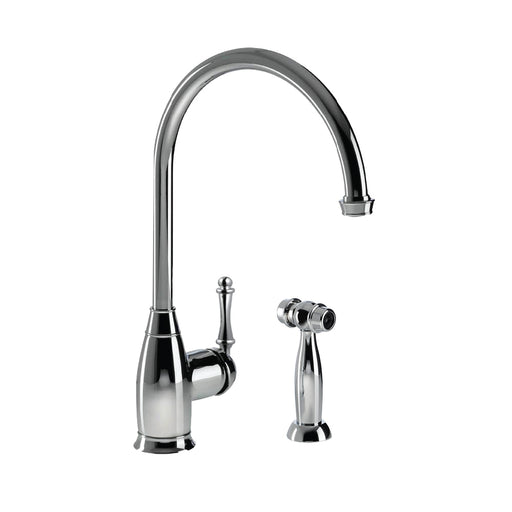 Houzer CHASS-682-PC Charlotte Series Polished Chrome Solid Brass Single Handle Kitchen Faucet