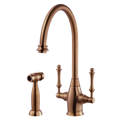 Houzer CRLSS-650-AC Charleston Series Antique Copper Dual Handle Kitchen Faucet