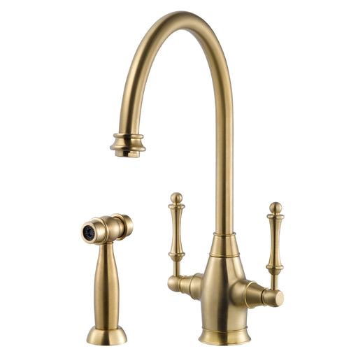 Houzer CRLSS-650-BB Charleston Series Brushed Brass Dual Handle Kitchen Faucet