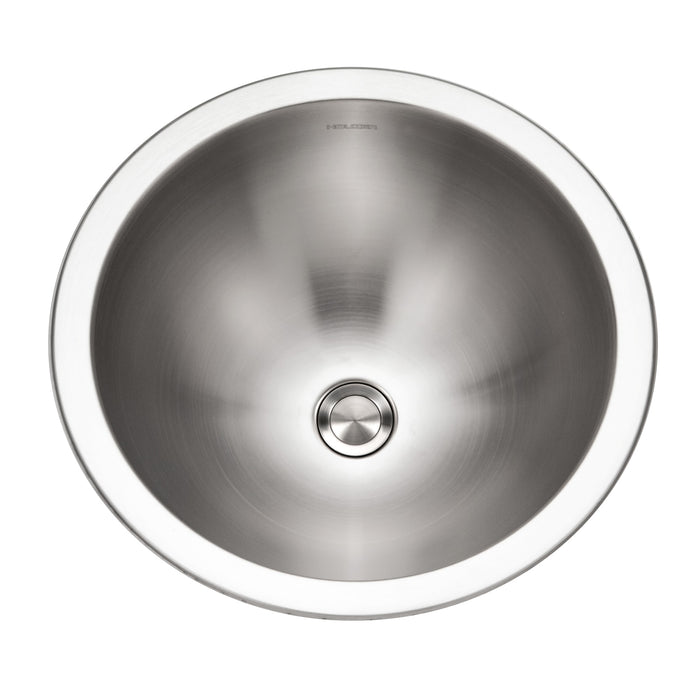 Houzer CRT-1620-1 Opus 16" Stainless Steel Drop-in Topmount Round Bowl Bathroom Sink without Overflow