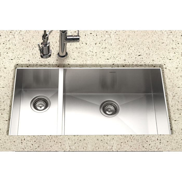 Houzer CTO-3370SL Contempo 33" Stainless Steel Undermount 70/30 Double Left Prep Bowl Kitchen Sink