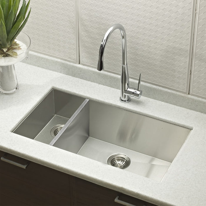 Houzer CTO-3370SL Contempo 33" Stainless Steel Undermount 70/30 Double Left Prep Bowl Kitchen Sink